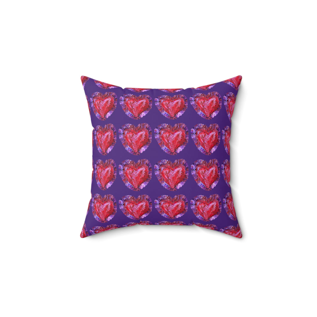 Hearted Faux Suede Square Pillow